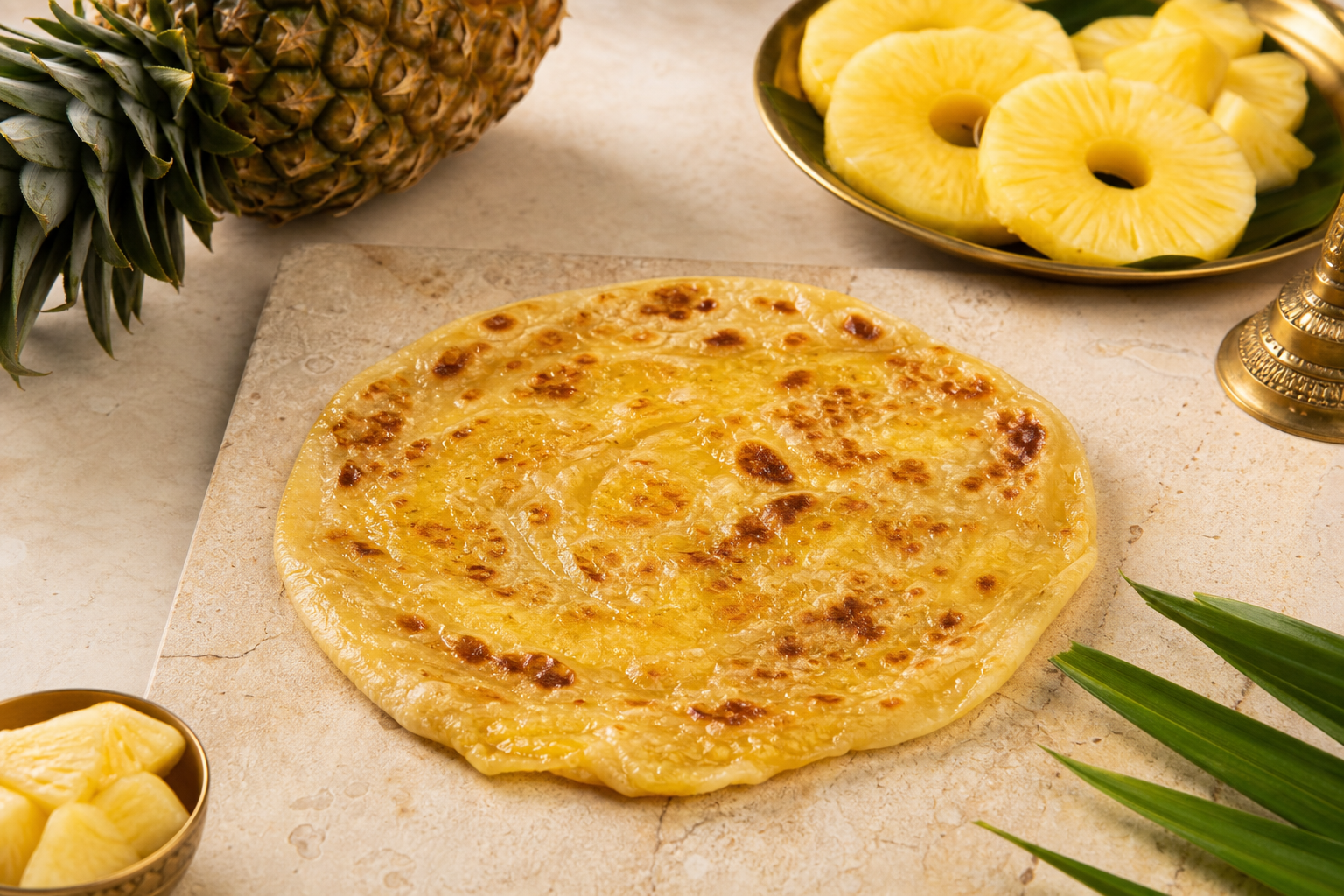 Pineapple boli with caramelized pineapple pieces